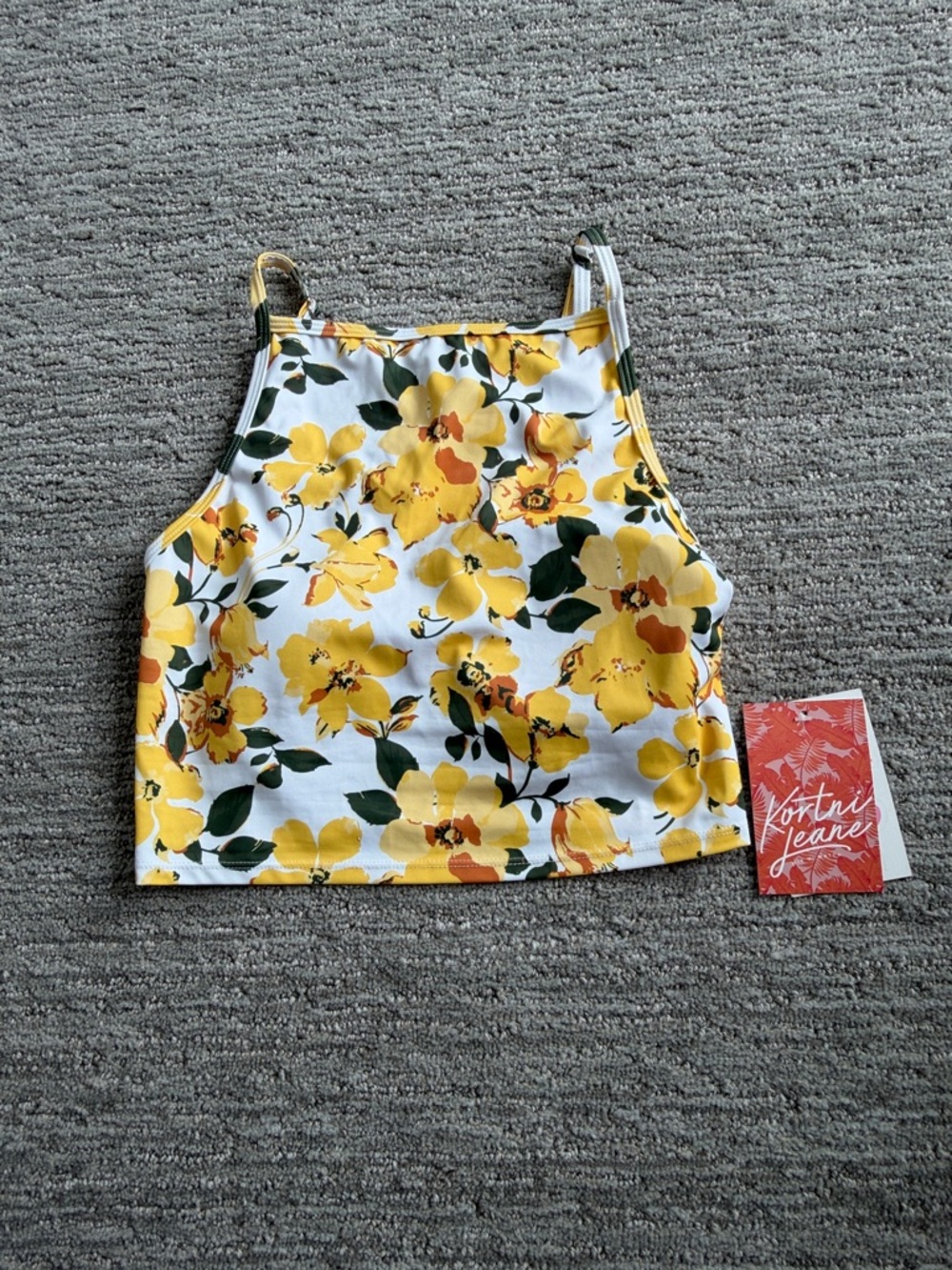 Kortni Jeane Yellow Floral Cropped Swim Top